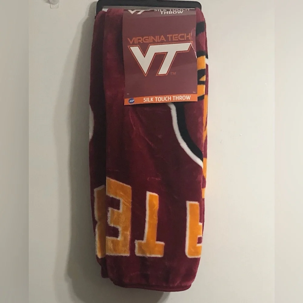 Virginia Tech Cozy silky plush Throw VT Hokies graphic wine red.50inX60in